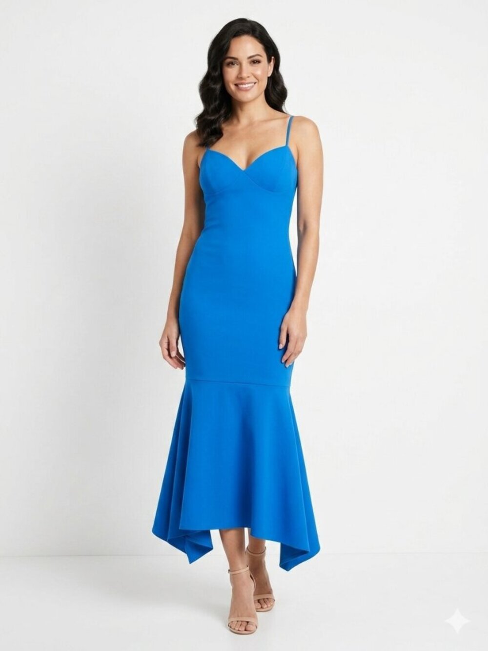 *Likely Christiana Blue Crepe Mermaid Gown – US 2 / AU 6